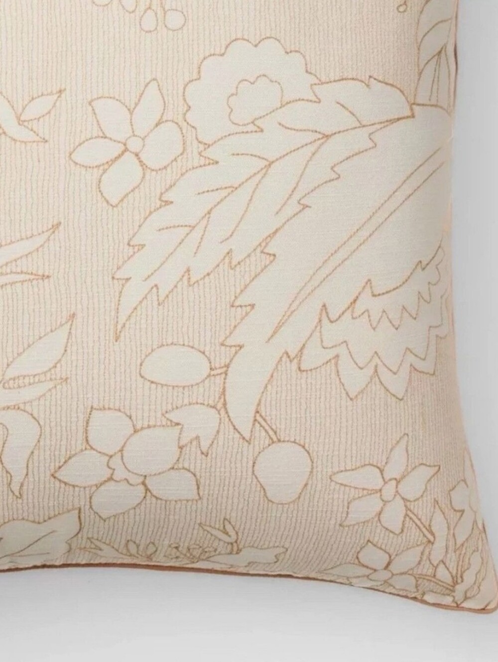 Threshold 24in.×24in. Square Leaf And Floral Tan & Off White Pillow - Picture 3 of 9